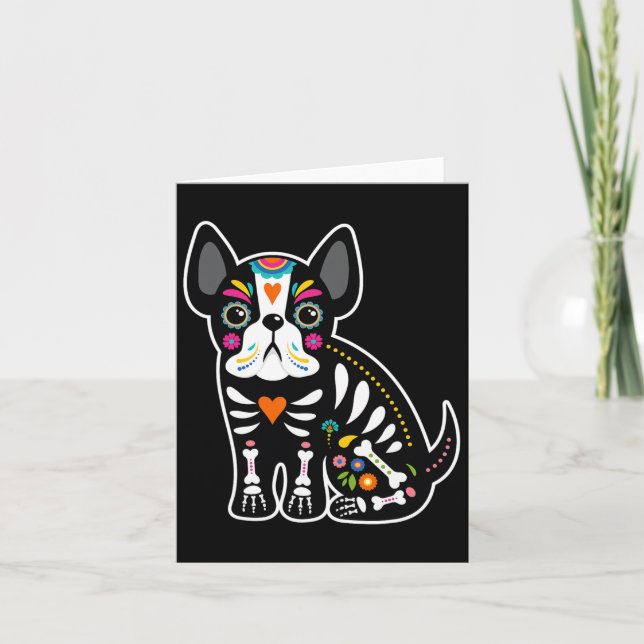 Skull Mexican French Bulldog Halloween Day Of The  Card (Front)