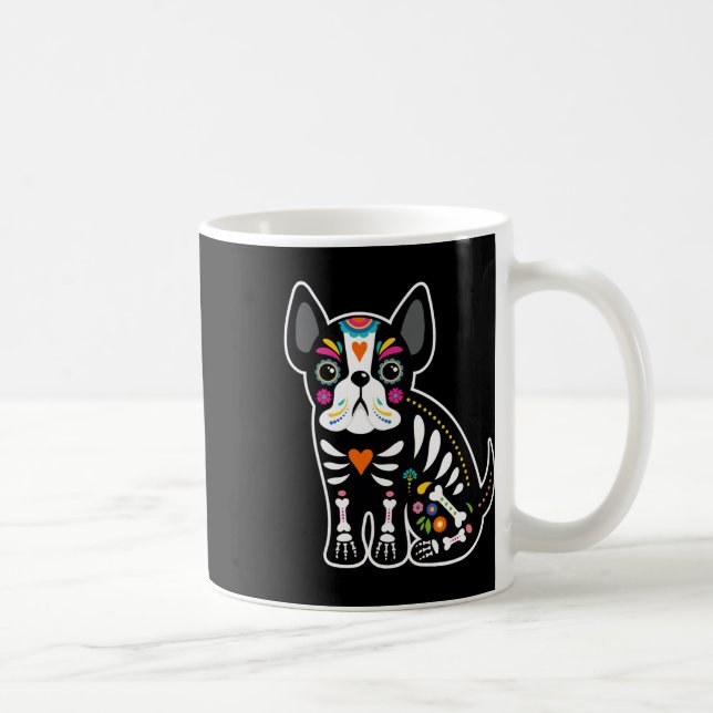 Skull Mexican French Bulldog Halloween Day Of The  Coffee Mug (Right)