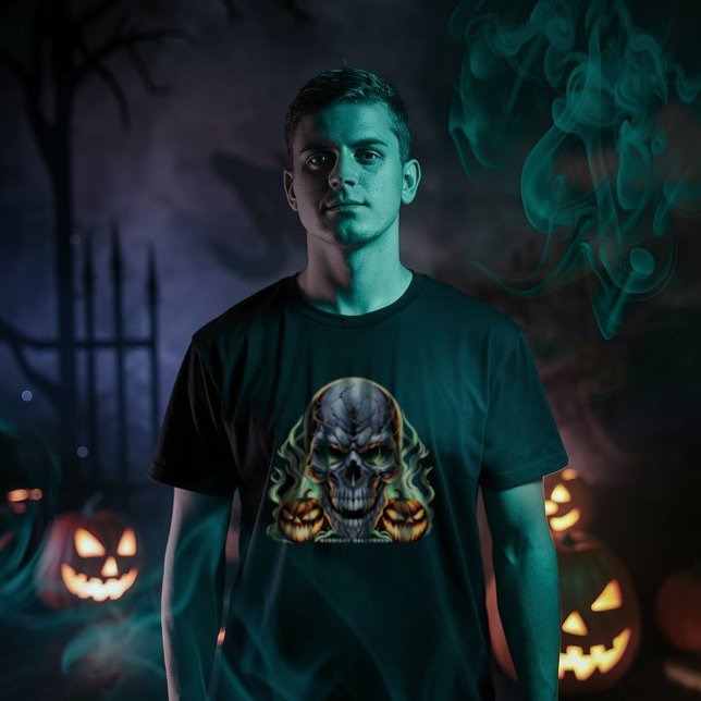 Skull Midnight Halloween Illustration T-Shirt (Creator Uploaded)