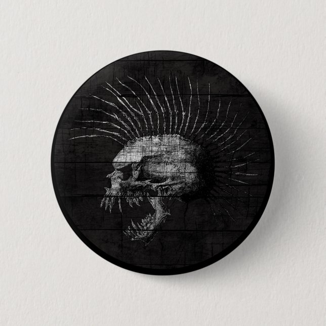 Skull Mohawk Pinback Button (Front)