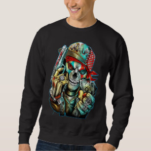 Skull Monster Ghost Scary Horror Cool Glasses Gang Sweatshirt