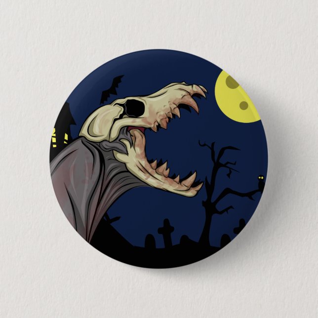 Skull Monster Pinback Button (Front)