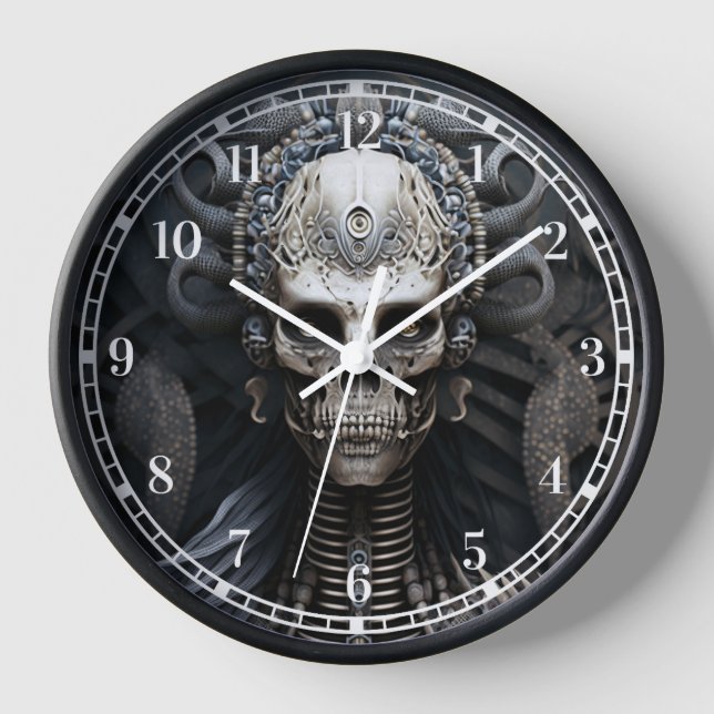 Skull Monster Skeleton Horror Clock (Front)