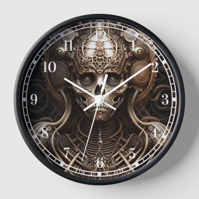 Skull Monster Skeleton Horror Clock (Front)