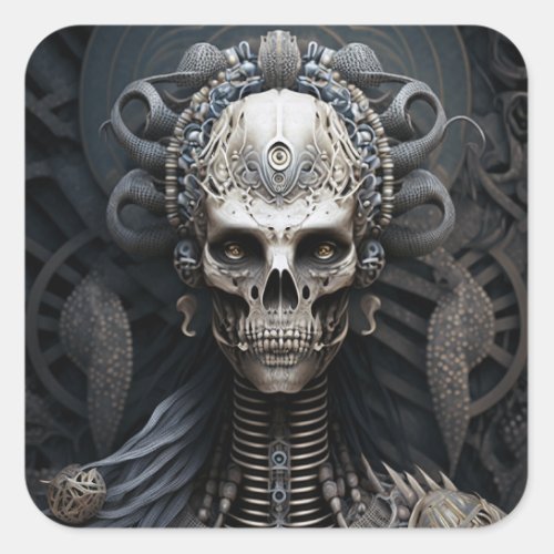 Skull Monster Skeleton Horror Square Sticker