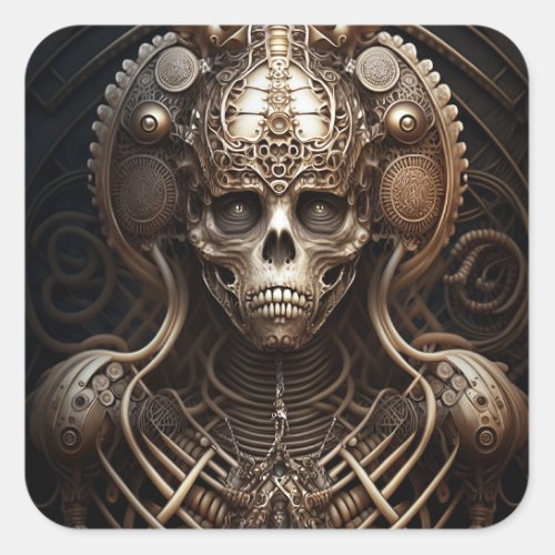 Skull Monster Skeleton Horror Square Sticker