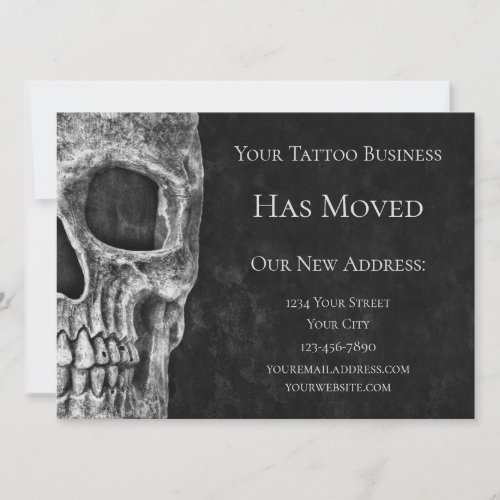 Skull Moving Cool Gothic Black White Tattoo Shop Announcement