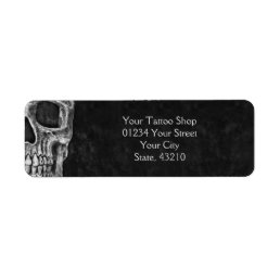 Skull Moving Gothic Cool Black White Tattoo Shop Label