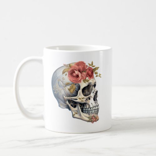 Skull Mug _ Skull Coffee Mug _ Skull Cup _ Flower 