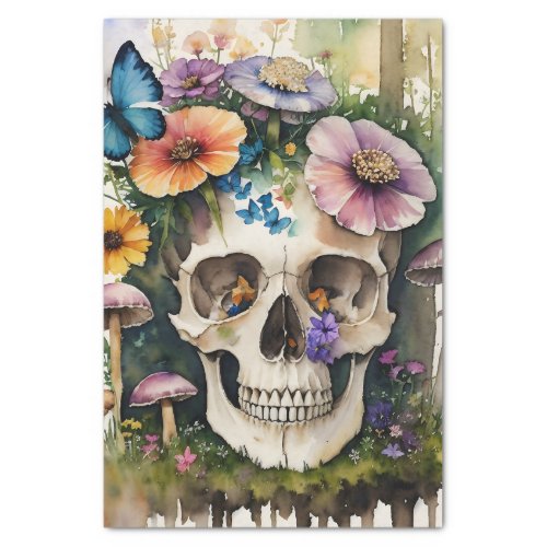 Skull Mushroom Floral Watercolor Art Tissue Paper
