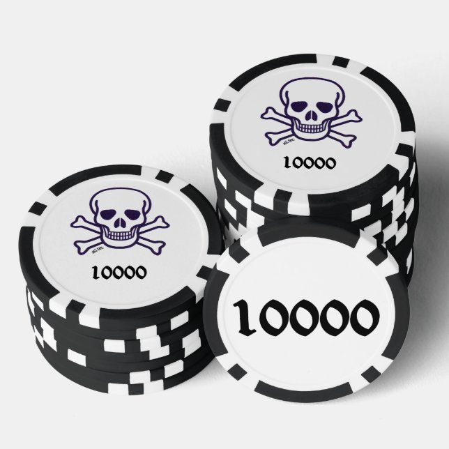 Skull n Bones 10000 striped poker chip (Stack)