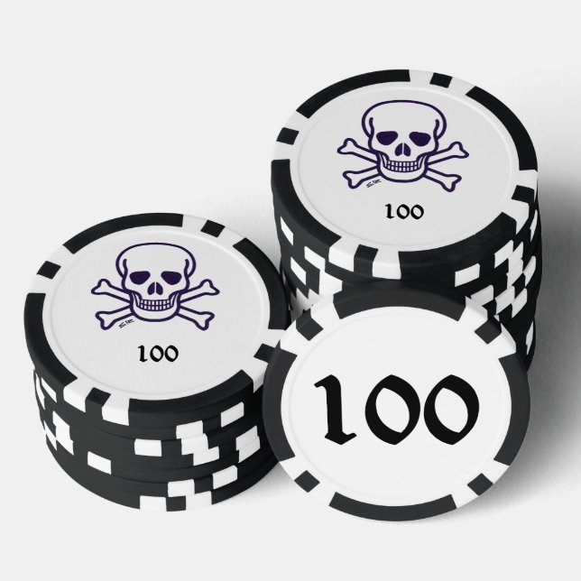 Skull n Bones 100 striped poker chip (Stack)