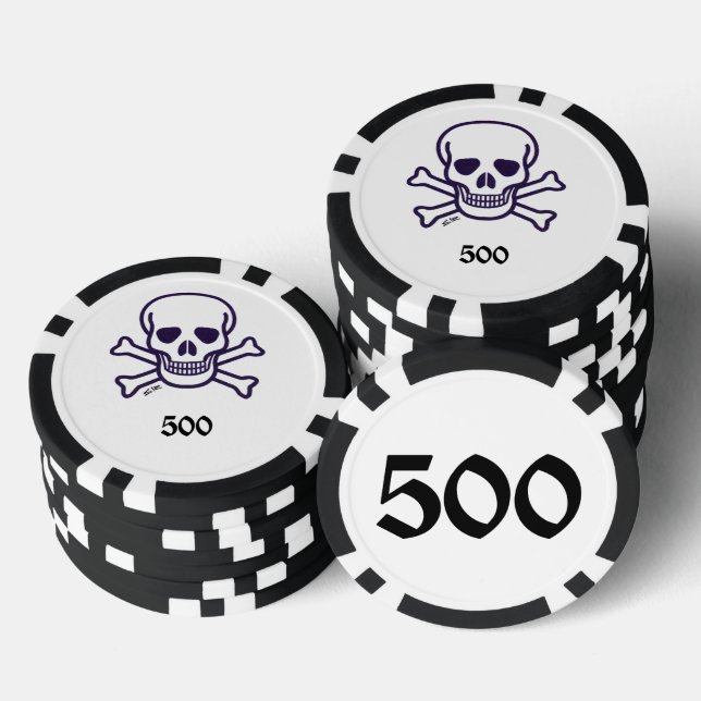 Skull n Bones 500 striped poker chip (Stack)