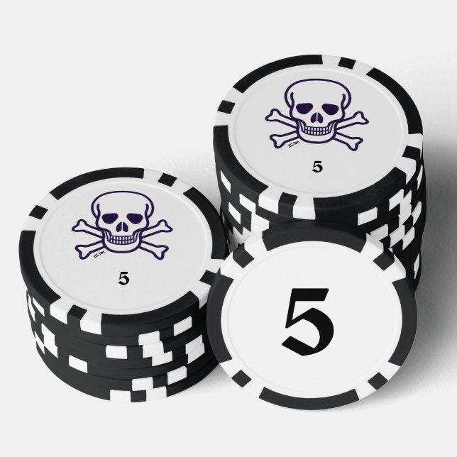 Skull n Bones 5 striped poker chip (Stack)