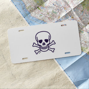 Skull n Bones aluminum car license plate