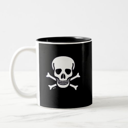 Skull n Bones black 2_tone right hand coffee mug