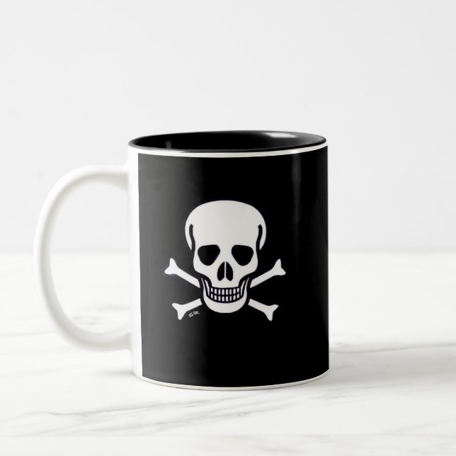 Skull n Bones black 2-tone right hand coffee mug (Left)