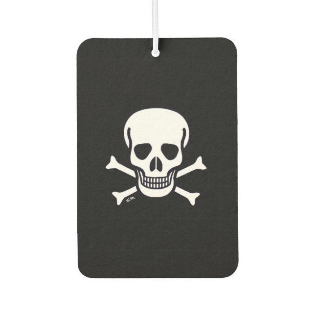 Skull n Bones black car air freshener (Front)