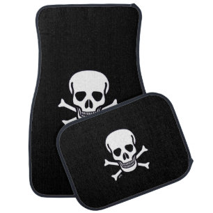 Skull n Bones Black car mats front and rear