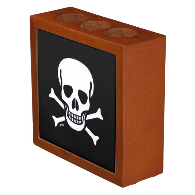 Skull n Bones black desk organizer (Angled)