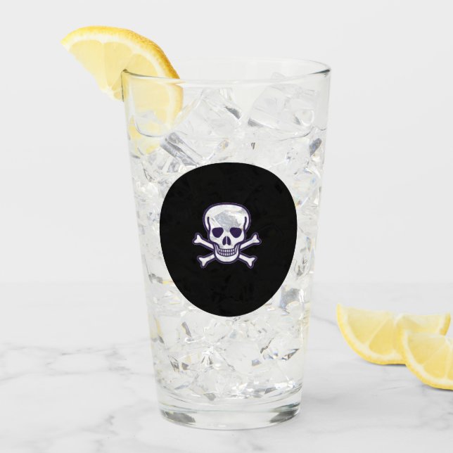 Skull n Bones black glass tumbler (Front Ice)