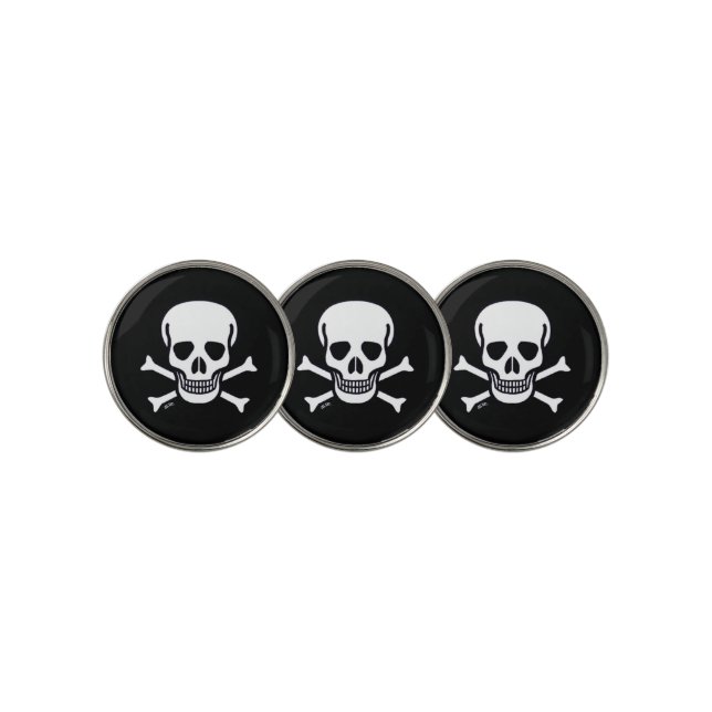 Skull n Bones black golf ball markers (3 Up)