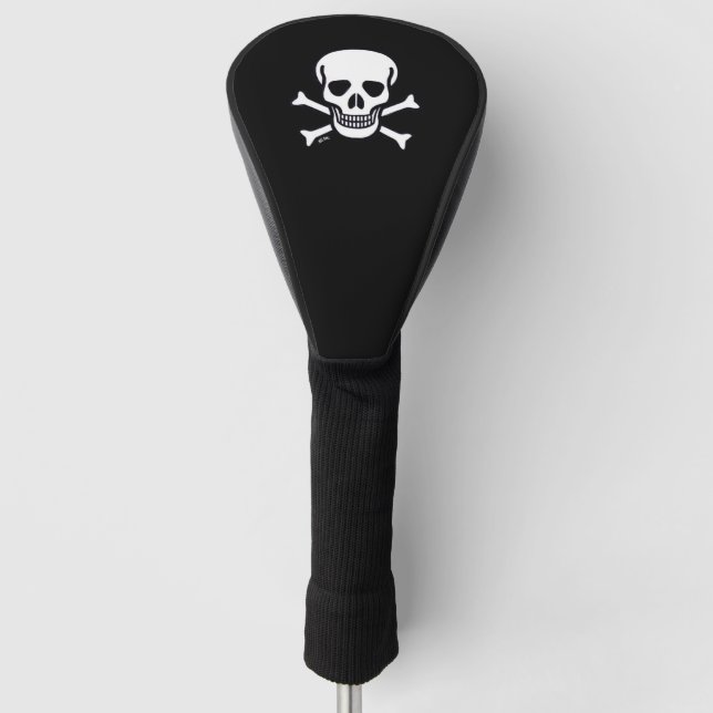 Skull n Bones black golf club driver cover (Front)