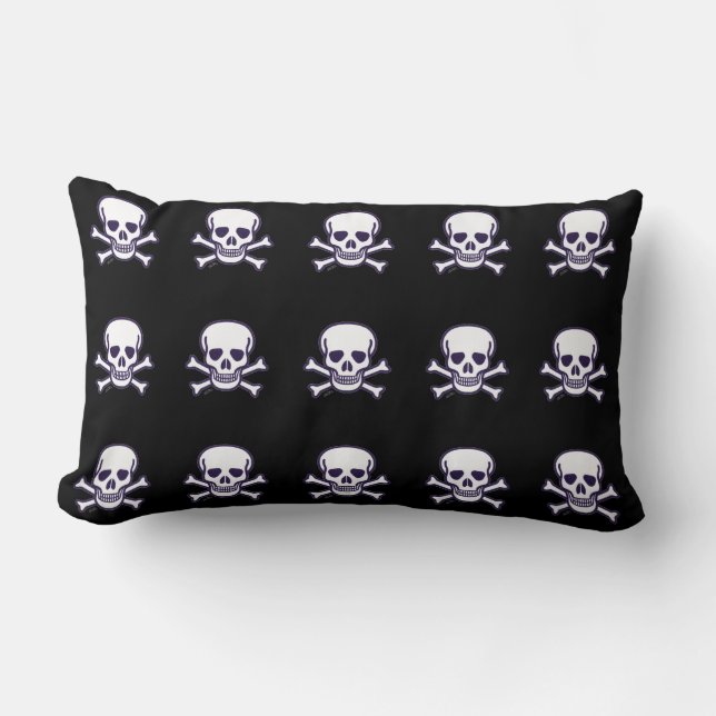 Skull n Bones black lumbar pillow (Front)