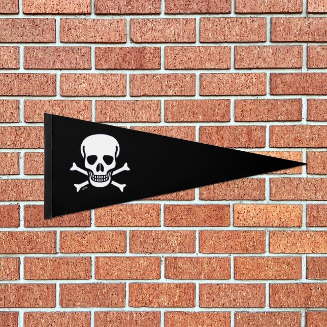 Skull n Bones black pennant flag (Front)