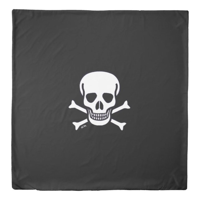 Skull n Bones Black queen duvet cover (Front)
