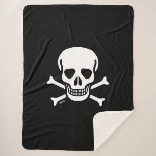 Skull n Bones black sherpa blanket