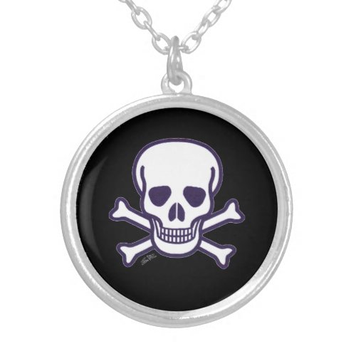 Skull n Bones black silver plated necklace