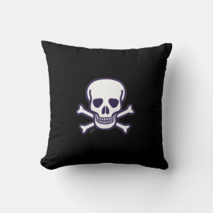Skull n Bones black square cotton throw pillow