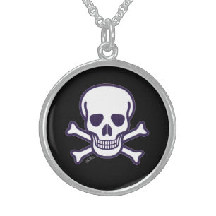 Skull n Bones black sterling silver necklace