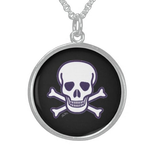 Skull n Bones black sterling silver necklace