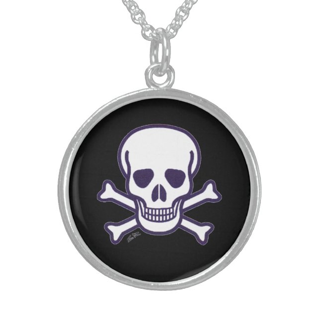 Skull n Bones black sterling silver necklace (Front)