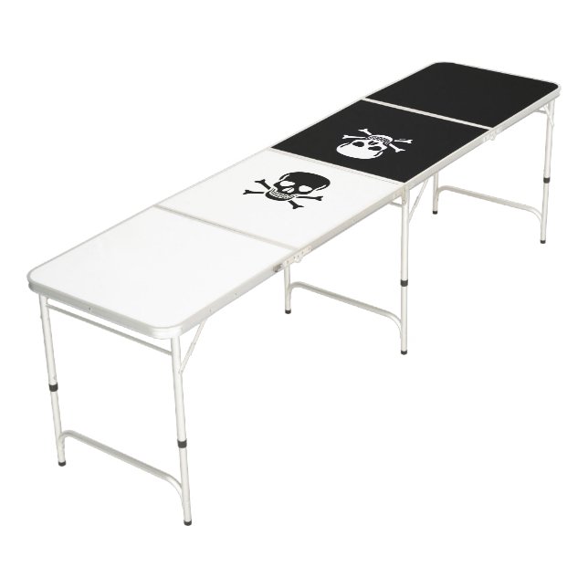 Skull n Bones black vs white ping pong table (Angled)