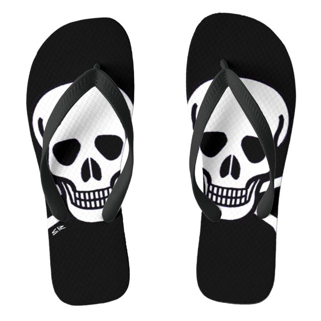 Skull n Bones black wide flip flops (Footbed)