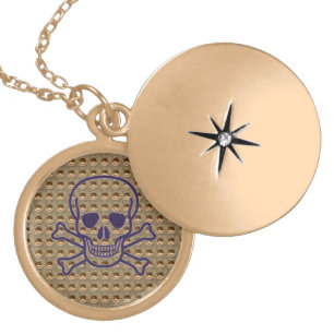 Skull n Bones Gold Indent gold plated locket
