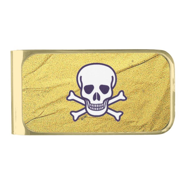 Skull n Bones Gold Vein gold money clip (Front)