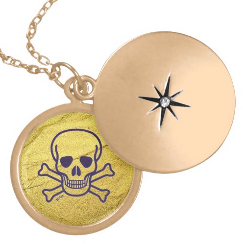 Skull n Bones Gold Vein gold plated locket