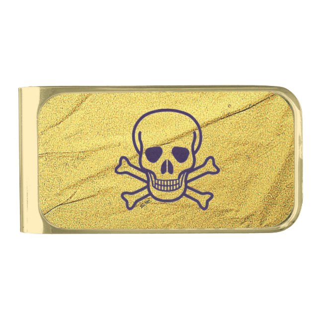 Skull n Bones Gold Vein see thru gold money clip (Front)