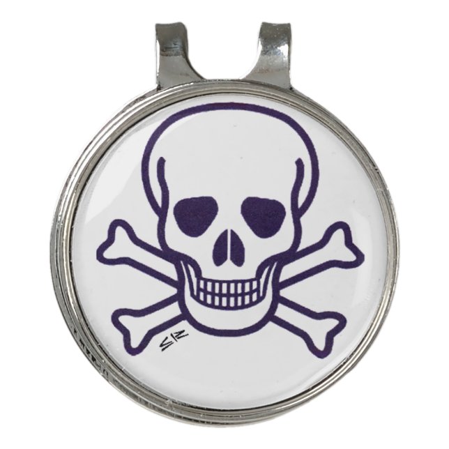 Skull n Bones golf hat clip ball marker (Front)