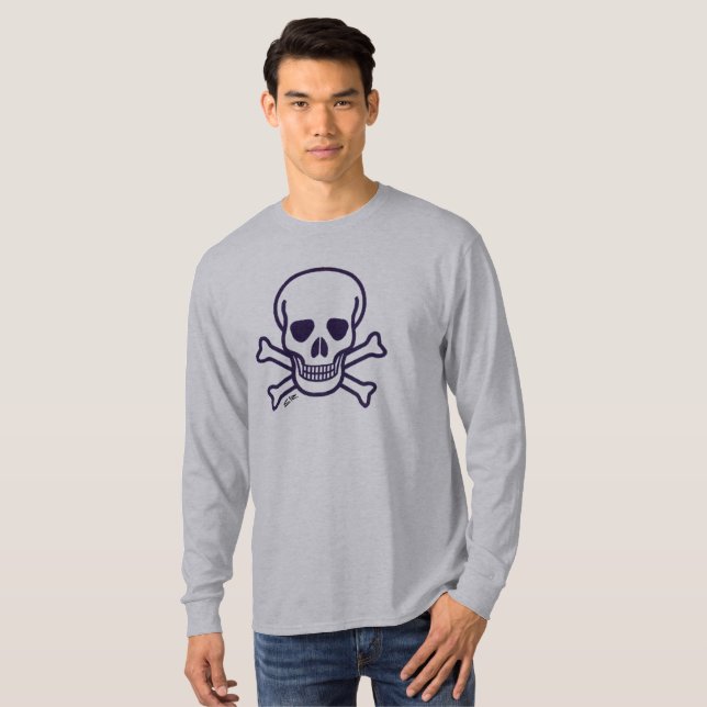 Skull n Bones gray long sleeve shirt (Front Full)