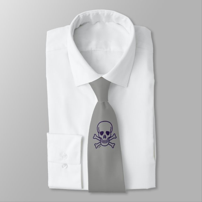 Skull n Bones gray necktie (Tied)
