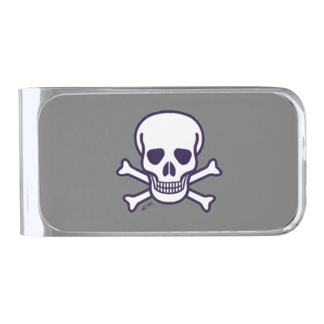 Skull n Bones gray silver money clip (Front)