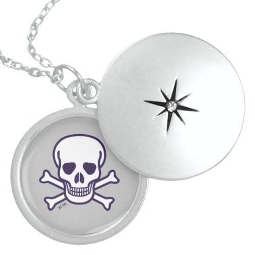 Skull n Bones gray sterling silver locket