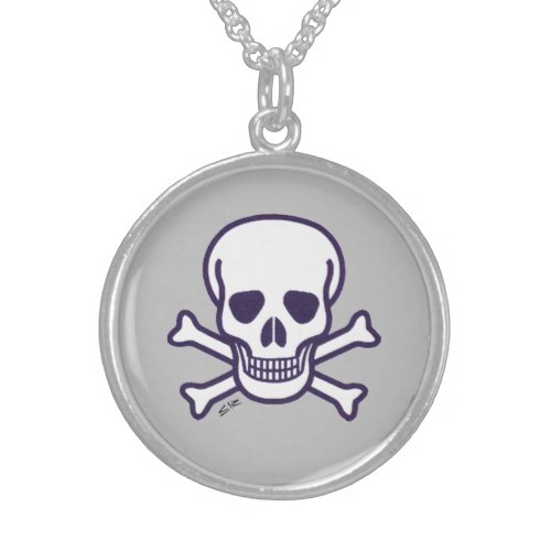 Skull n Bones gray sterling silver necklace