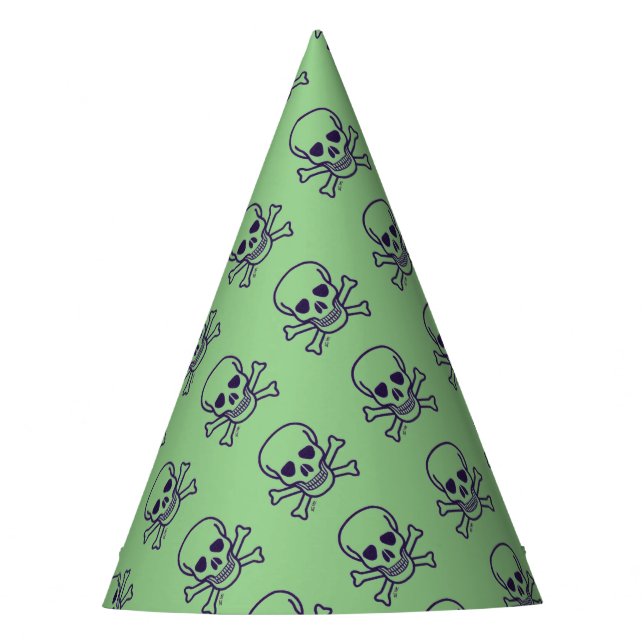 Skull n Bones green clear party hats (Front)