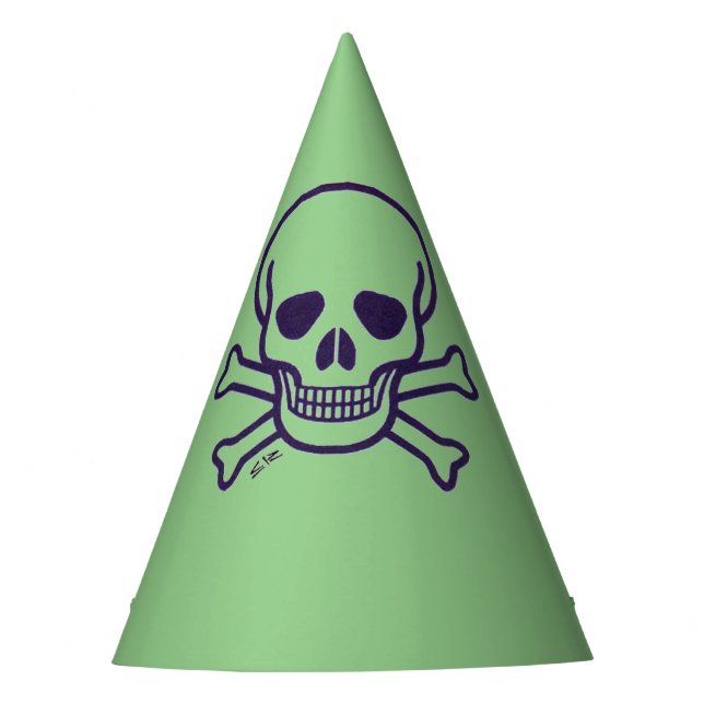 Skull n Bones green clear party hats (Front)